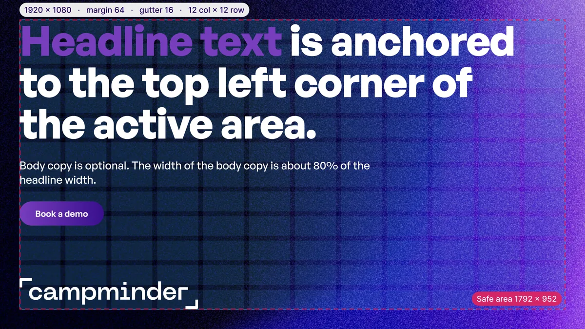 Wide (YouTube) template with the grid and safe area, dark