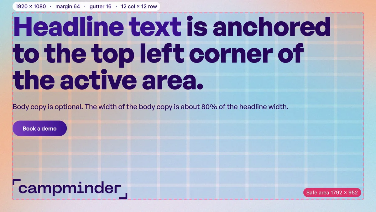 Wide (YouTube) template with the grid and safe area, light