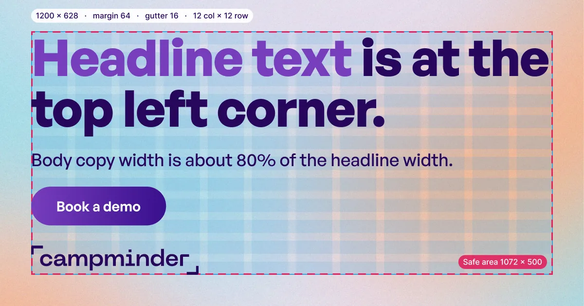 Wide (Google) template with the grid and safe area, light